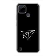 Чехол с картинками на черном фоне для Realme C21Y – Самолетик