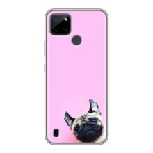 Бампер для Realme C21Y с картинкой "Песики" (Собака на розовом)