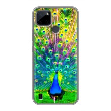 Чехол с птицами на Realme C21Y (VPrint) (Яркий Павлин)