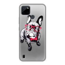 Чехол (ТПУ) Милые собачки для Realme C21Y (Бульдог в очках)