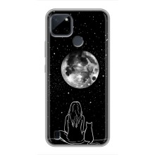 Чехол с рисунком кот на Realme C21Y (Девушка с котом)