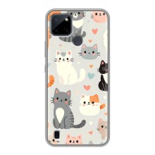 Чехол с рисунком кот на Realme C21Y (Коллаж котов)