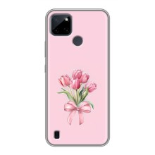 Чехол с розовым рисунком для Realme C21Y (Букет цветов)