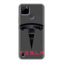 Силіконовий бампер з картинкою машини на Realme C21Y – Logo TESLA