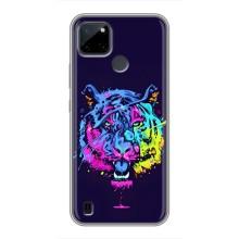 Силиконовый бампер с картинкой животных для Realme C21Y (Тигр-Арт)
