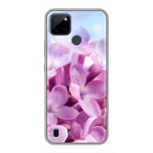 Силіконовий бампер з принтом (квіточки) на Realme C21Y (Бузкові квіти)