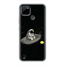 Силиконовый Чехол с принтом "Космонавты" на Realme C21Y – Космонавт на рыбалке