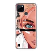 Силиконовый Чехол на Realme C21Y с картинкой Стильных Девушек (Девушка и ресницы)