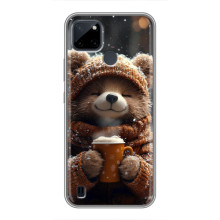Печатный чехол «Зверята с кофе» для Realme C21Y – Мишка с кофе