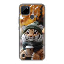 Печатный чехол «Зверята с кофе» для Realme C21Y – Тигр с кофе