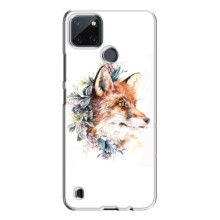 Чехлы с картинкой Лисички для Realme C21Y (VPrint) (Лисичка в цветочках)