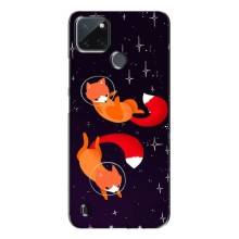 Чехлы с картинкой Лисички для Realme C21Y (VPrint) (Лисички космонавты)
