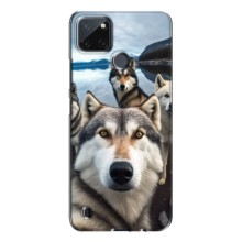 Чехол с Хаски для Realme C21Y - (AlphaPrint) (Селфи ХАски)