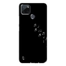 Чехол с картинками на черном фоне для Realme C21Y (Ноты)