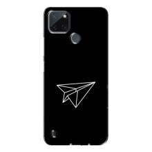 Чехол с картинками на черном фоне для Realme C21Y (Самолетик)