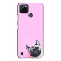 Бампер для Realme C21Y с картинкой "Песики" (Собака на розовом)