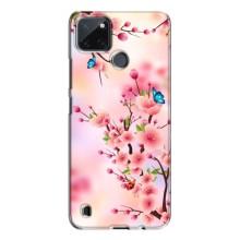 Чехол с принтом САКУРЫ на Realme C21Y (Бабочки на сакуре)