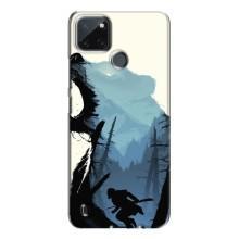 Силиконовый бампер с картинкой животных для Realme C21Y (Медведь и лес)