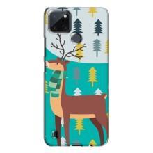 Силиконовый бампер с картинкой животных для Realme C21Y (Олень с шарфом)