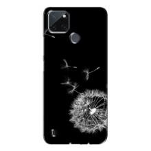 Силиконовый Чехол с одуванчиками на Realme C21Y (Одуванчик на чёрном)