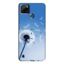 Силиконовый Чехол с одуванчиками на Realme C21Y (Одуванчик на голубом)