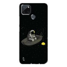 Силиконовый Чехол с принтом "Космонавты" на Realme C21Y (Космонавт на рыбалке)