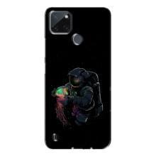 Силиконовый Чехол с принтом "Космонавты" на Realme C21Y (В руках земля)