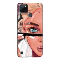 Силиконовый Чехол на Realme C21Y с картинкой Стильных Девушек (Девушка и ресницы)