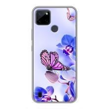 Чохли з квітами для Realme C25Y (VPrint) (Метелик на квітах)