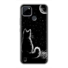 Чехол с принтом для Realme C25Y (AlphaPrint) Модные коты (Котик и луна)