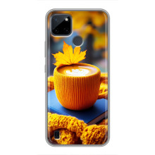 Чехол с уникальным дизайном «Осень с кофе» для Realme C25Y – Кофе с жёлтым