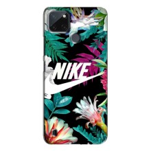 Силиконовый Чехол на Realme C25Y с картинкой Nike (Цветочный Nike)