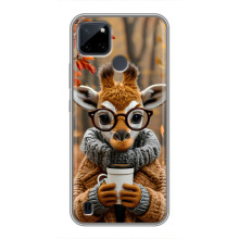 Печатный чехол «Зверята с кофе» для Realme C25Y – Жираф с кофе