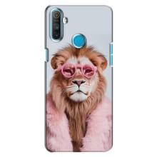 Чохол з принтом стильні тварини для Рілмі C3 – Лев в окулярах