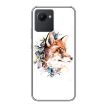 Чехлы с картинкой Лисички для Realme C30 (VPrint) (Лисичка в цветочках)