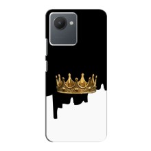 Чехол (Корона на чёрном фоне) для Реалми С30 (Золотая корона)