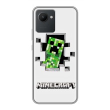 Чехол Майнкрафт на Realme C30 (AlphaPrint) Minecraft (крипер Майнкрафт)