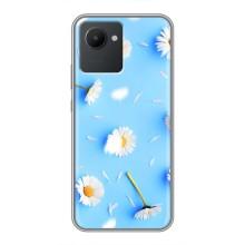 Чохол з Квітами для Realme C30 (ромашки на блакитному)