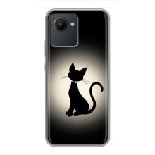 Чехол с принтом для Realme C30 (AlphaPrint) Модные коты (Силуэт котика)