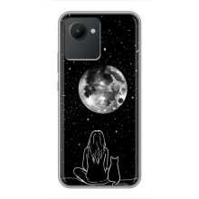 Чехол с рисунком кот на Realme C30 (Девушка с котом)