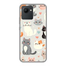 Чехол с рисунком кот на Realme C30 (Коллаж котов)
