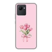 Чехол с розовым рисунком для Realme C30 (Букет цветов)