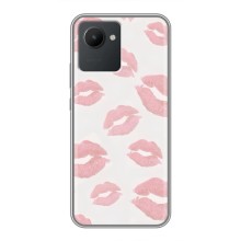 Чехол с розовым рисунком для Realme C30 (Розовые губы)