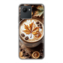 Чехол с уникальным дизайном «Осень с кофе» для Realme C30 – Пряный кофе