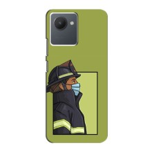 Силиконовый бампер (Работники) на Realme C30 – Пожарник
