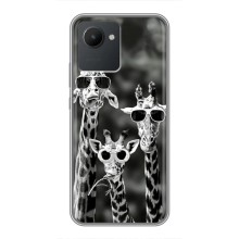 Силиконовый чехол с КАРТИНКАМИ лето для Realme C30 (AlphaPrint) (Жирафы в очках)