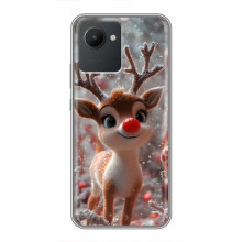 Яркий чехол для Realme C30 с Зимними Оленятами