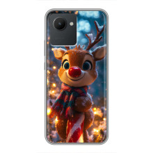 Яскравий чохол для Realme C30 з Зимові Оленята – Олень з шарфом
