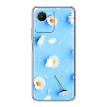 Чохол з Квітами для Realme C30s (ромашки на блакитному)