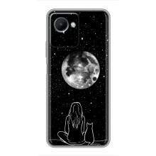 Чехол с рисунком кот на Realme C30s (Девушка с котом)